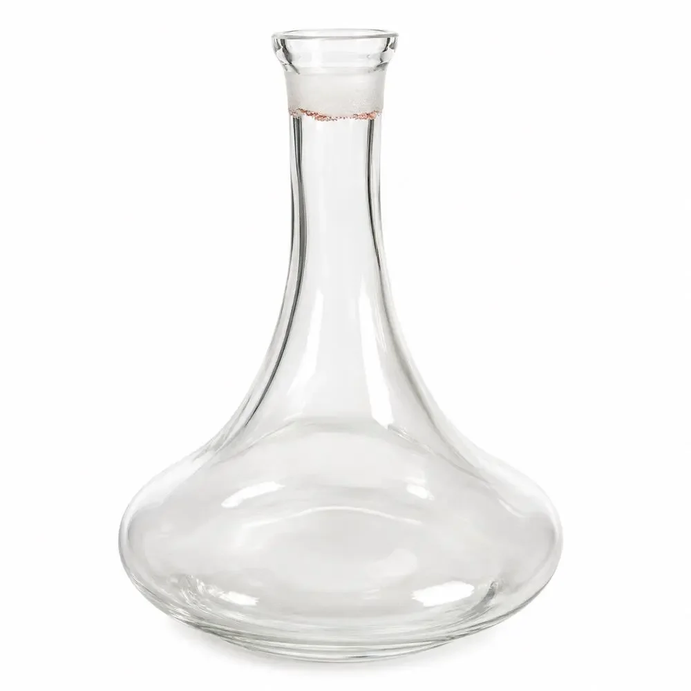 Vintage Clear Glass Decanter Carafe Round Flat Body Long Neck Bottle Vase 9 Inch
